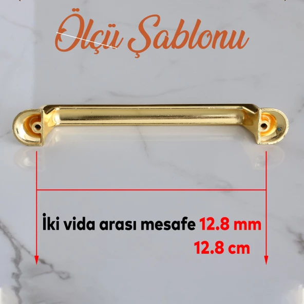 Gold Altın Metal Kulp 128 Mm-12.8 Cm Mobilya Çekmece Mutfak Dolabı Dolap Kapak Kulpları Kulbu - 2