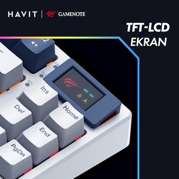 Havit Gamenote KB884L Rgb Mekanik Klavye 1.06INÇ Tft-Lcd Ekran - Red Switch - 2
