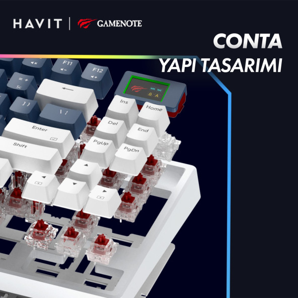Havit Gamenote KB884L Rgb Mekanik Klavye 1.06INÇ Tft-Lcd Ekran - Red Switch - 4