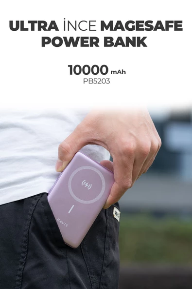 Havit 10000mAh Magsafe Manyetik Kablosuz Powerbank Ultra İnce 20W, Iphone Uyumlu - 2