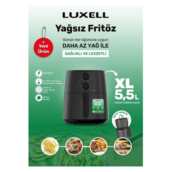 Luxell Fastfryer Xl 5.5 Litre ( Yağsız Fritöz Airfryer ) Lx-fc5130 - 4