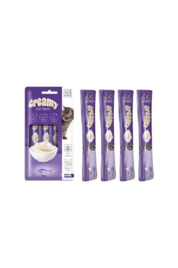 M-Pets Creamy Ton Balıklı Ve Biftekli Sıvı Kedi Ödülü 15 gr x 4