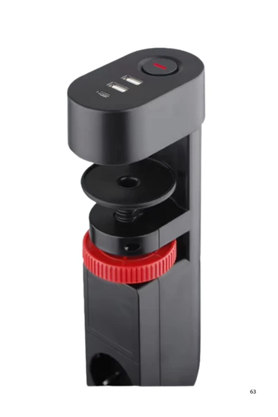 Fulltech Ftr-19 USB Çoklu Priz 3 Prizli + 3 USB Çıkışlı | PD 20W Hızlı Şarj 16A Akım Koruma 1.8M Kablo Masa Kenarı Monta - 2