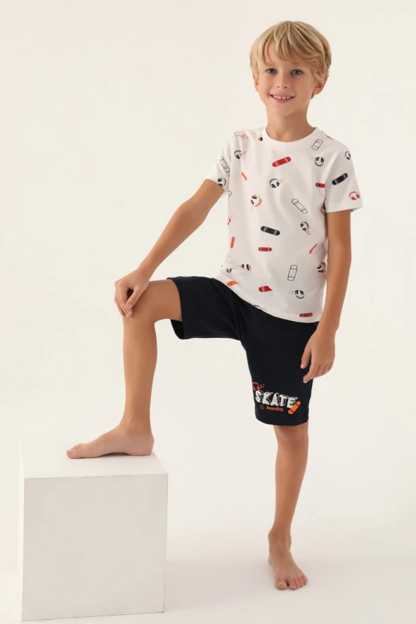 Arnetta 2984 Skateboard Erkek Çocuk Bermuda Pijama Takım