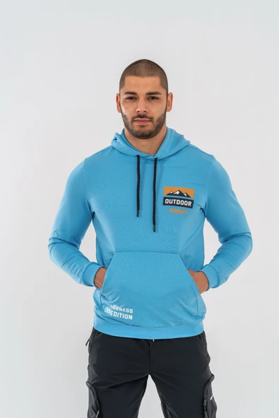 Combat Tactical Outdoor Tactik Baskılı Uzun Kol Sıfır Yaka Tişört Bisiklet Yaka Günlük Basic Sweatshirt - 902 - Mavi