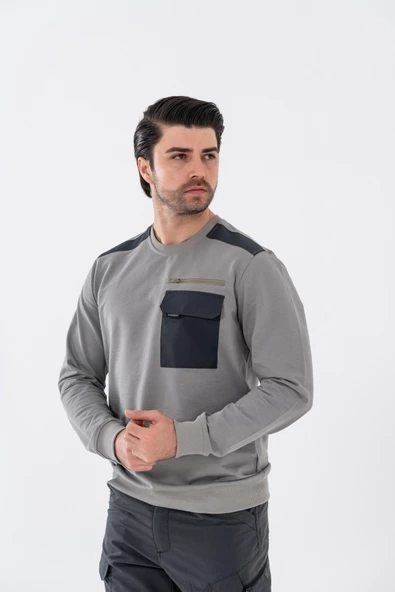 Combat Tactical Outdoor Baskılı Uzun Kol Sıfır Yaka Tişört Bisiklet Yaka Günlük Basic Sweatshirt - 907