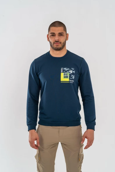 Combat Tactical Outdoor Tactik Baskılı Uzun Kol Sıfır Yaka Tişört Bisiklet Yaka Günlük Basic Sweatshirt - 902 Lacivert