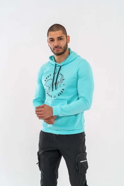 Combat Tactical Kapüşonlu Kanguru Cepli Uzun Kol Kapşonlu Sweatshirt - 904 Su Yeşili