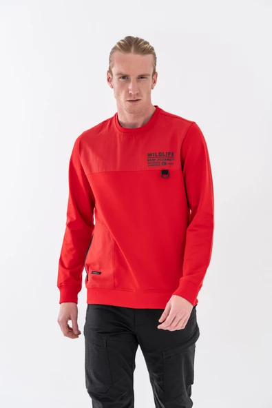 Combat Tactical Baskılı Uzun Kol Sıfır Yaka Tişört Bisiklet Yaka Günlük Basic Sweatshirt - 906 - B32