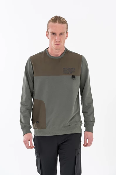 Combat Tactical Baskılı Uzun Kol Sıfır Yaka Tişört Bisiklet Yaka Günlük Basic Sweatshirt - 906 - B32