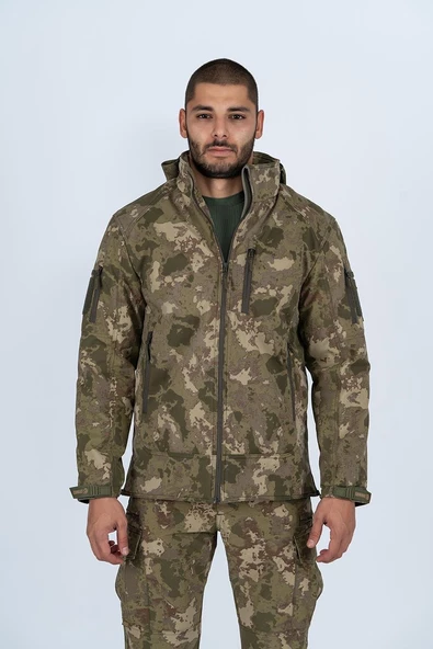 Combat Tactical Outdoor Kamuflaj Mont Su Rüzgar Geçirmez Erkek Softtjell Mont - 305