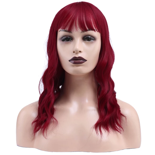 Dalgalı Kısa Perçemli Fiber Sentetik Peruk - Kızıl H9882-850A - Resim 4