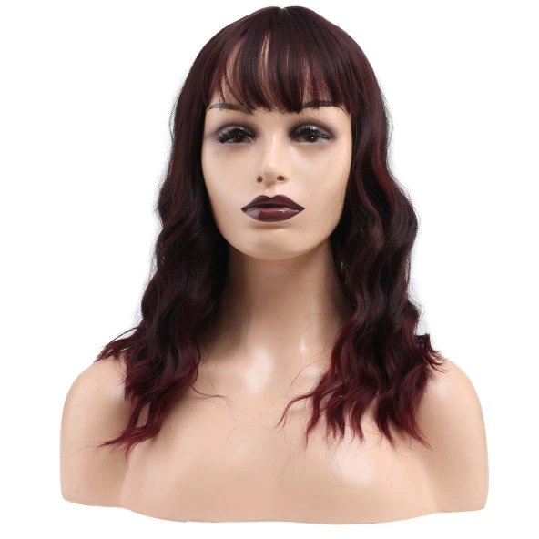 Dalgalı Kısa Perçemli Fiber Sentetik Peruk - Kızıl Kahve H9882-4T118 ürün görseli 1