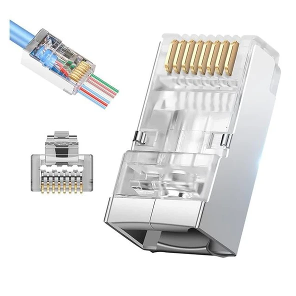 Powermaster PM-25748 Cat6 Metal Ez Plug Yeni Nesil Açık Uçlu RJ45 Soket ( 100 Adet ) - 2