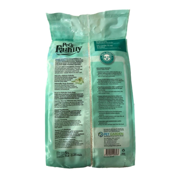 Pets Family Topaklanan Marsilya Sabunu Kokulu Doğal Bentonit Ince Taneli Premium Kedi Kumu 5 L - 2
