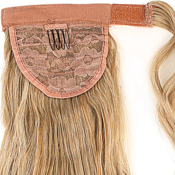 Bağlamalı Kabarık Dalgalı At Kuyruğu - Karamel Platin Röfleli M130-27-613 - Resim 4