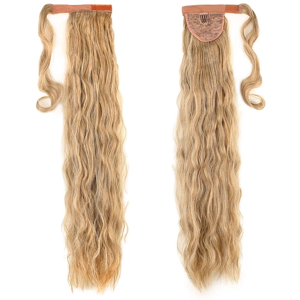 Bağlamalı Kabarık Dalgalı At Kuyruğu - Karamel Platin Röfleli M130-27-613 ürün görseli 1