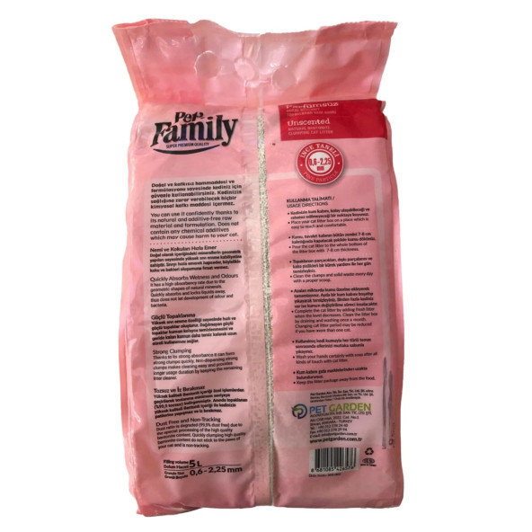 Pets Family Hızlı Topaklanan Doğal Bentonit Parfümsüz Ince Taneli Premium Kedi Kumu 5 L - 2