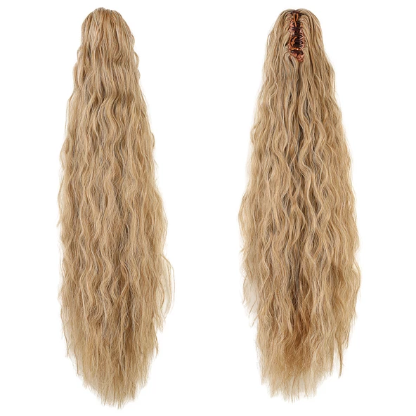 Tokalı Kabarık Dalgalı At Kuyruğu - Karamel Platin Röfleli T641-27-613 ürün görseli 1