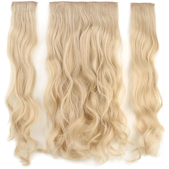 Fiber Sentetik Dalgalı Yarım Ay + 2 Yan Çıt Çıt - Kumral Beyaz Platin Röfleli HD046-88-85 ürün görseli 1