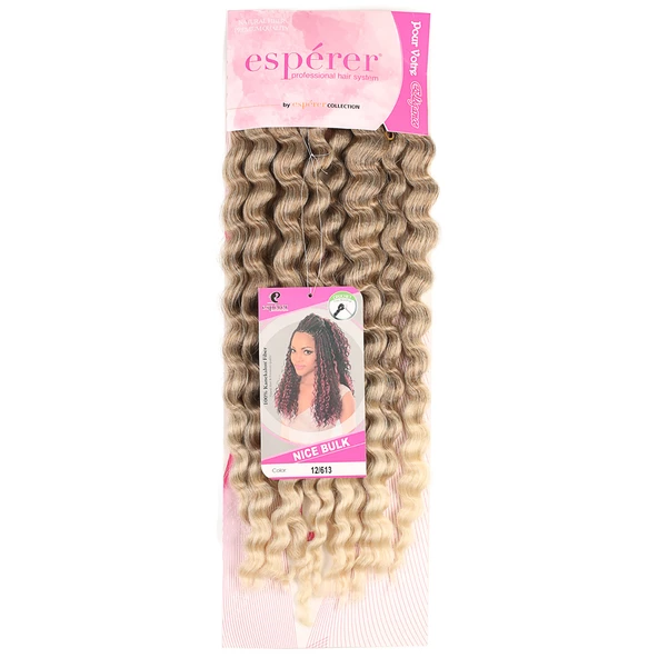 Nice Bulk Afro Su Dalgası Saç - Küllü Kumral / Platin Ombreli NiceBulk-12/613 - Resim 2