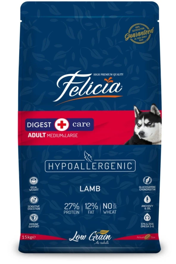 Felicia Düşük Tahıllı Kuzu Etli Yetişkin Köpek Maması 15 Kg 12340 - Resim 2