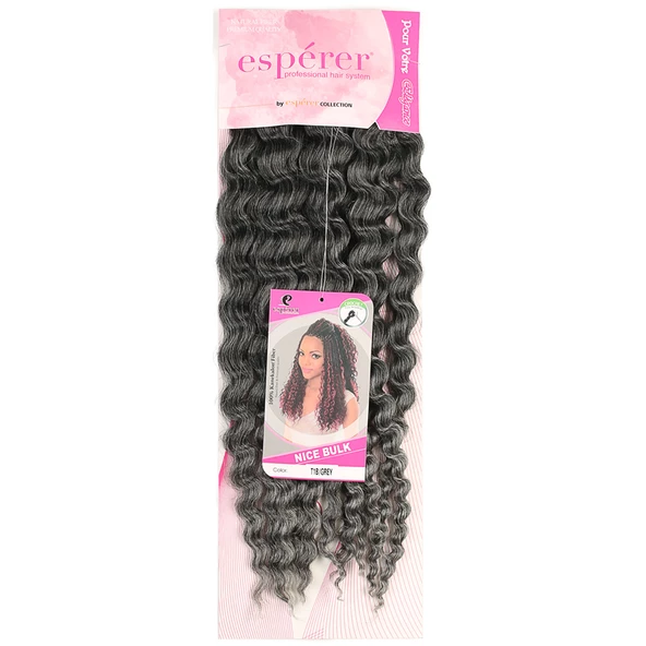 Nice Bulk Afro Su Dalgası Saç - Siyah / Gri Ombreli NiceBulk-T1B/GREY - Resim 2