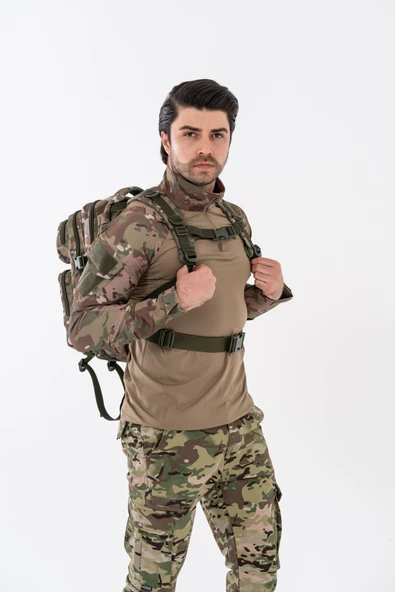 Combat Tactical Outdoor Taktik 35 Lt Sırt Çantası Su Geçirmez Yürüyüş Seyahat Dağcı Kamp Trekking Sırt Çantası 35 Lt-Kamuflaj-658 - 9