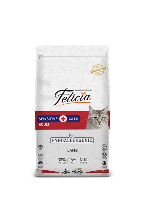 Felicia Yetişkin Kuzu Etli Az Tahıllı Hypoallergenic Kedi Maması 12 Kg