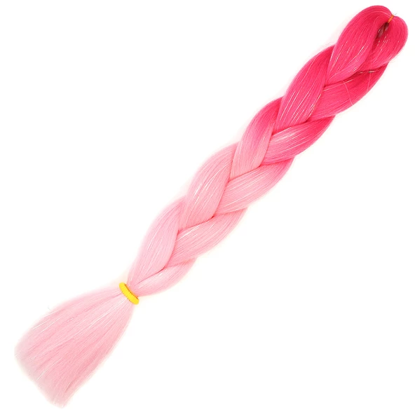 Simli Koyu Pembe / Pembe / Şeker Pembesi Ombreli Örgülük Saç 100 Gr. 100-GPM10