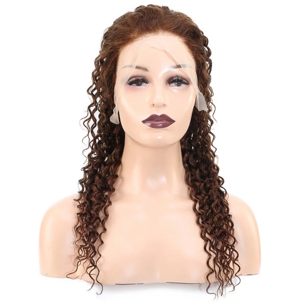 Afro Dalga Front Lace Gerçek Tül Peruk - Açık Kahve - 60-65cm WW4-20INCH