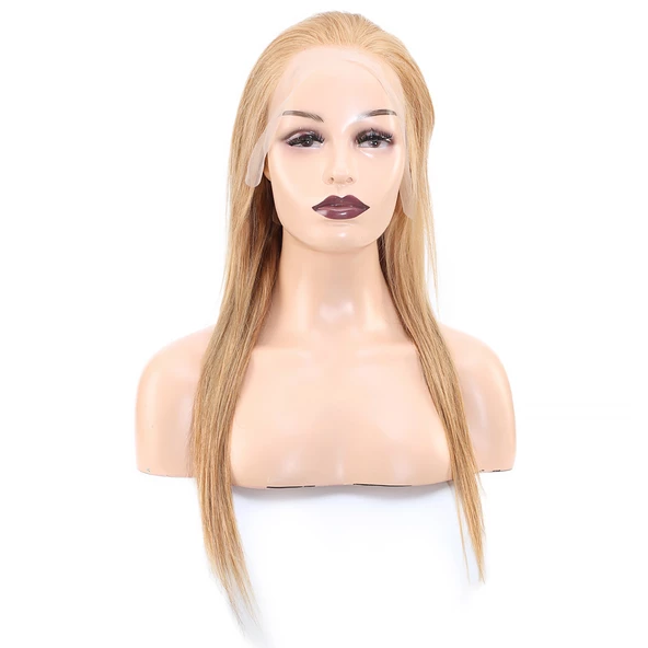 Düz Front Lace Gerçek Tül Peruk - Sıcak Karamel - 60-65cm STW18-20INCH
