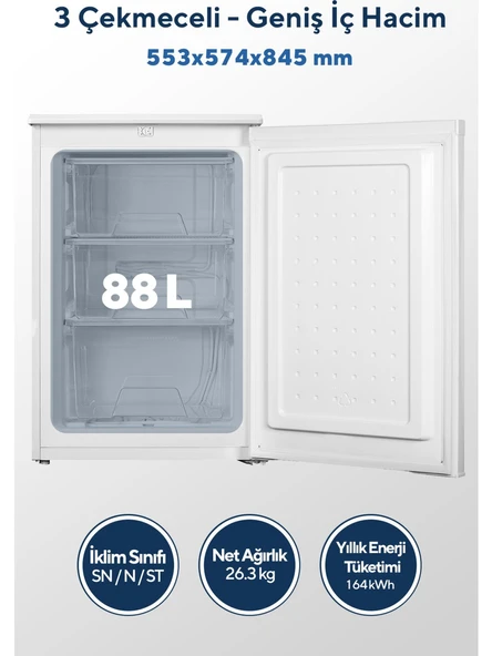 Kumtel HFR-100 3 Çekmeceli Derin Dondurucu - Resim 6