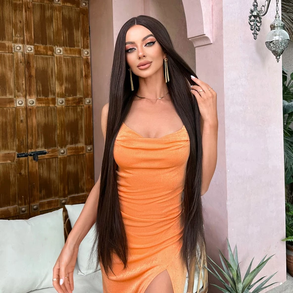 Kumral Ekstra Uzun Boy Tül Peruk DR-1807-6A ürün görseli 1