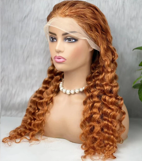 Gerçek Front Lace Tül Peruk - Yoğun Dalgalı - Bakır 70-75cm BLDW-28INCH - Resim 3