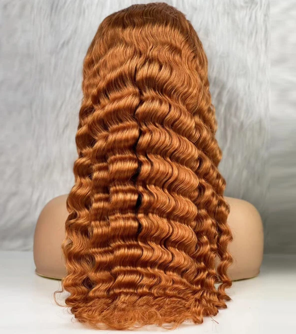 Gerçek Front Lace Tül Peruk - Yoğun Dalgalı - Bakır 70-75cm BLDW-28INCH - Resim 4