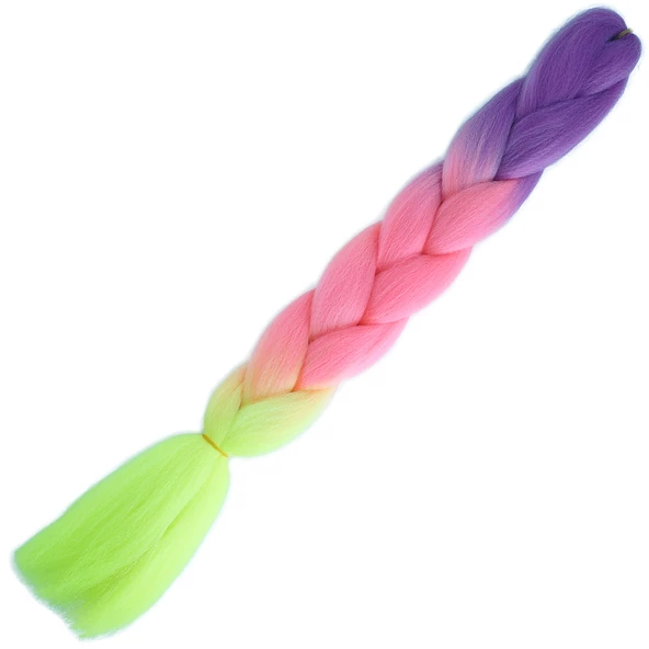 Afrika Örgülük Ombreli Sentetik Saç 100 Gr. - Mor / Açık Pembe / Neon Sarı 100-PM21-PM-14X