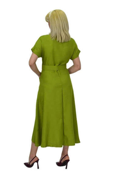 Kadın Cepli Kemerli Ayrobin Elbise BGL-ST03776 - Resim 9