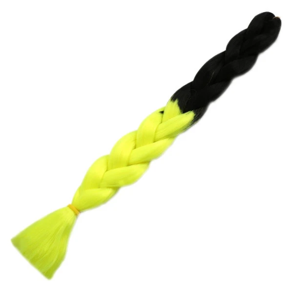 Afrika Örgülük Sentetik Ombreli Saç 100 Gr. - Siyah / Neon Sarı 100-2-40-PM
