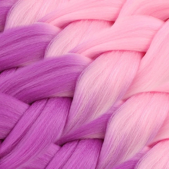 Afrika Örgülük Sentetik Ombreli Saç 100 Gr. - Açık Pembe / Lila 100-2-9-PM - 2