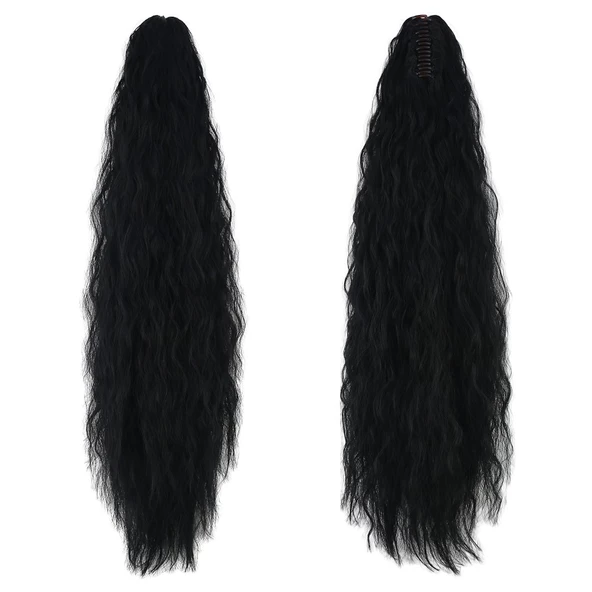 Tokalı Kabarık Dalgalı At Kuyruğu - Siyah T641-1-PM-14X ürün görseli 1