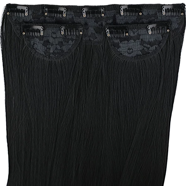 Fiber Sentetik Düz Yarım Ay + 2 Yan Çıt Çıt - Siyah HD047-1-PM-14X - Resim 2