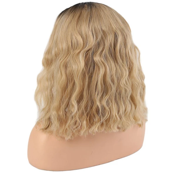 Fiber Sentetik Dalgalı Kısa Tül Peruk - Siyah Balköpüğü Ombreli TUL-KISA-1BT24-PM-14X - Resim 4