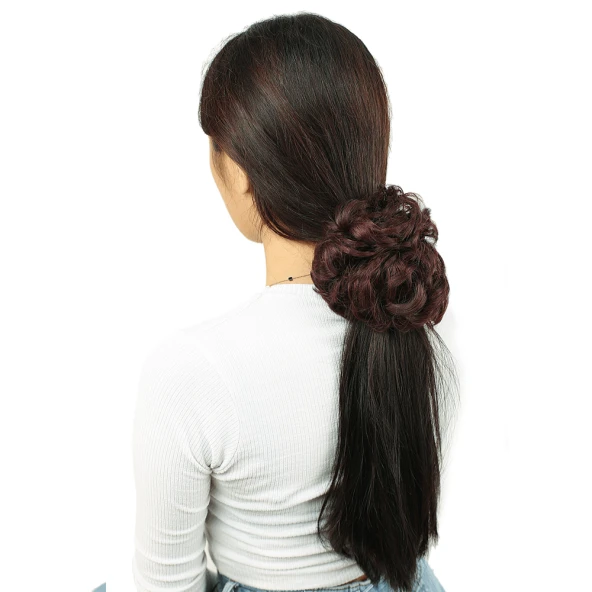 Yoğun Saçlı Lastikli Topuz Toka - Koyu Kızıl B-ST-4T118-PM-14X ürün görseli 1