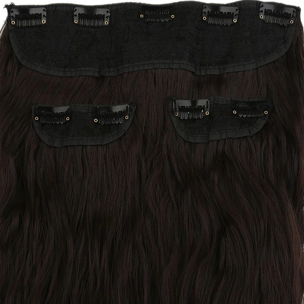 Fiber Sentetik Kabarık Dalgalı Yarım Ay + 2 Yan Çıt Çıt - Koyu Kahve W026-3-2-33-PM-14X - Resim 2