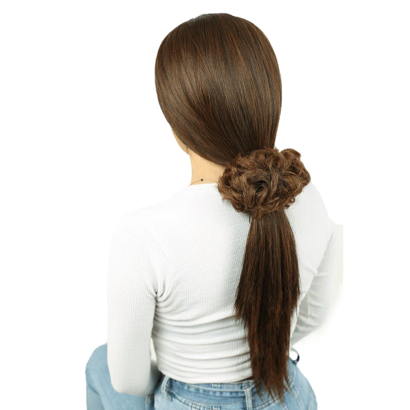 Yoğun Saçlı Lastikli Topuz Toka - Karamel B-ST-27-33-PM-14X ürün görseli 1