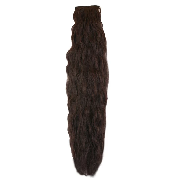 Fiber Sentetik Kabarık Dalgalı 8 Parça Çıt Çıt - Koyu Kahve W2886-2-33-PM-14X ürün görseli 1