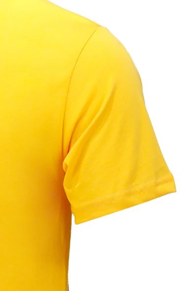 Erkek Bisiklet Yaka Mevsimlik Adventure Baskılı Standart Fit Sarı T-Shirt - 3