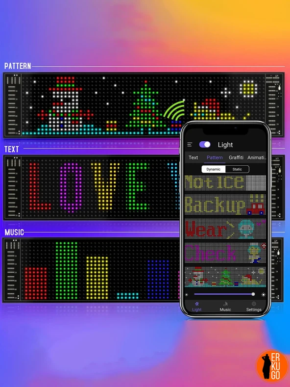 Telefon App Kontrollü Programlanabilir Araba Led Ekranı, Uzaktan kumandalı Kayan Yazı Emoji Led - 3