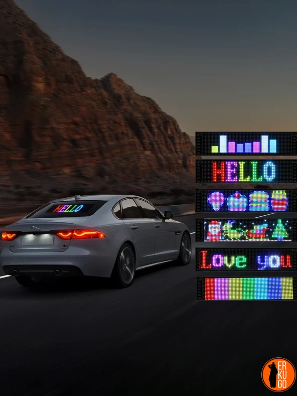 Telefon App Kontrollü Programlanabilir Araba Led Ekranı, Uzaktan kumandalı Kayan Yazı Emoji Led - 4